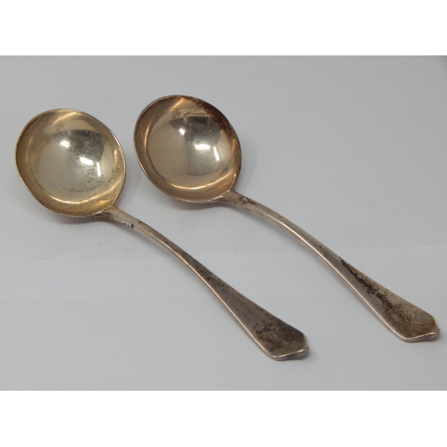 111 - 2 x Silver Rat Tail Sauce Ladles: Hallmarked London 1929 by Lionel Alfred Crichton, Old Bond Street ... 