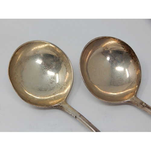 111 - 2 x Silver Rat Tail Sauce Ladles: Hallmarked London 1929 by Lionel Alfred Crichton, Old Bond Street ... 