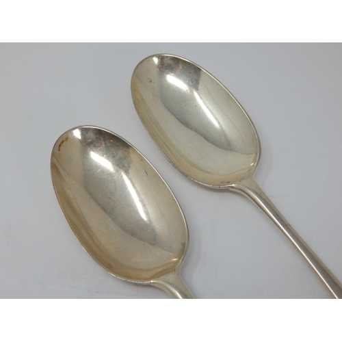 112 - 2 x Silver Rat Tail Table Spoons: Hallmarked London 1929 by Lionel Alfred Crichton, Old Bond Street ... 