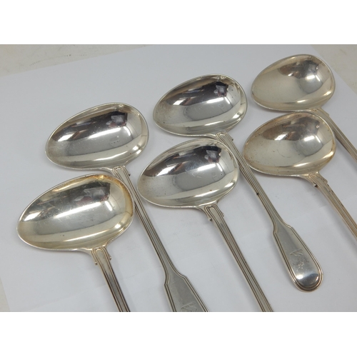 114 - Set of 6 Silver Sauce Ladles: Hallmarked London 1907 by Goldsmiths & Silversmiths Ltd: Length 17.5cm... 