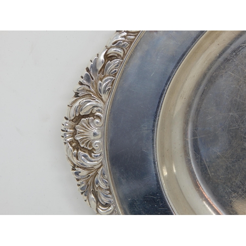 118 - Sterling Silver Oval Serving Tray with gadrooned rim & shell & leaf decoration: Measuring 44cm x 29.... 