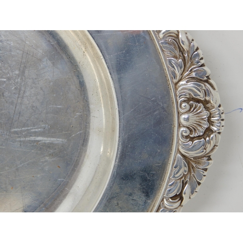 118 - Sterling Silver Oval Serving Tray with gadrooned rim & shell & leaf decoration: Measuring 44cm x 29.... 