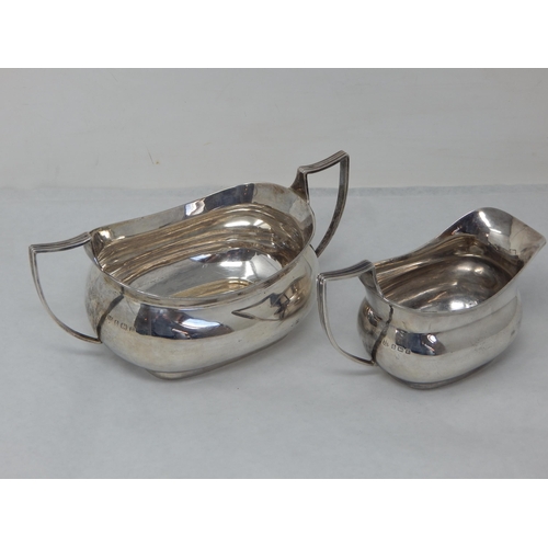 121 - Silver Sugar Bowl & Milk Jug Hallmarked Birmingham 1930 by Barker Brothers Silver Ltd: Weight 340g