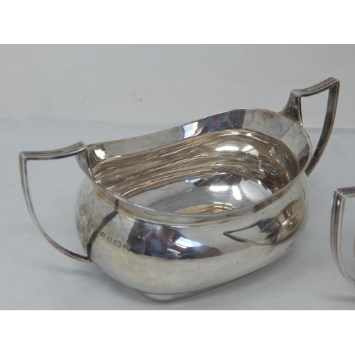 121 - Silver Sugar Bowl & Milk Jug Hallmarked Birmingham 1930 by Barker Brothers Silver Ltd: Weight 340g