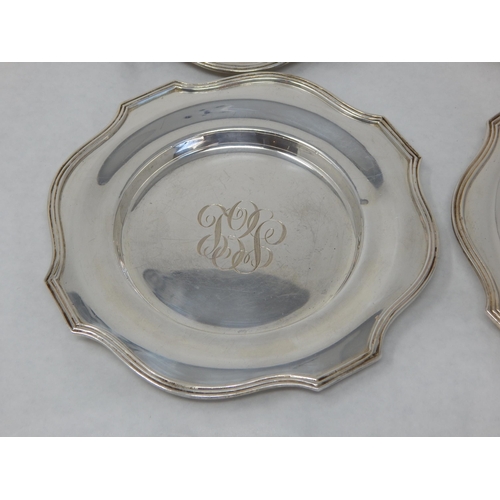 122 - Four Sterling Silver Plates with Shaped Reeded Rims: Measuring 16cm 6 1/4