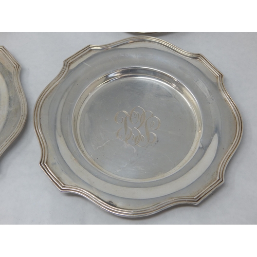 123 - Four Sterling Silver Plates with Shaped Reeded Rims: Measuring 16cm 6 1/4