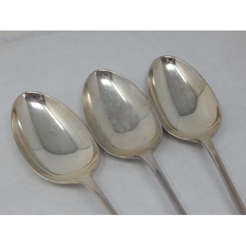 133 - 3 x Silver Serving Spoons Hallmarked Sheffield 1926 by George Howson: Length 22cm: Weight 222g