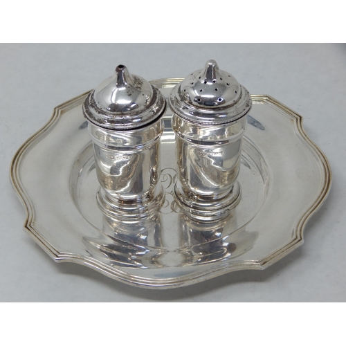 134 - Silver Salt & Pepper Pots Hallmarked Sheffield 1933 by Emile Viner together with a Sterling Silver P... 