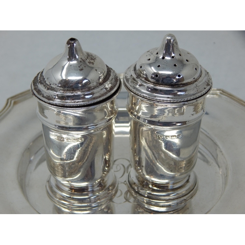 134 - Silver Salt & Pepper Pots Hallmarked Sheffield 1933 by Emile Viner together with a Sterling Silver P... 