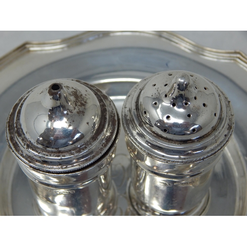 134 - Silver Salt & Pepper Pots Hallmarked Sheffield 1933 by Emile Viner together with a Sterling Silver P... 