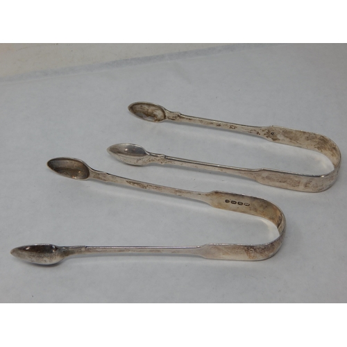 136 - Two Large Pairs of George IV Silver Sugar Tongs Hallmarked London 1823 & 1828: Length 14.5cm: Weight... 