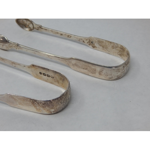 136 - Two Large Pairs of George IV Silver Sugar Tongs Hallmarked London 1823 & 1828: Length 14.5cm: Weight... 