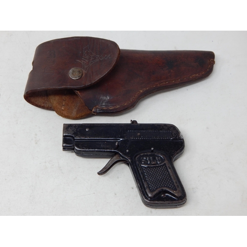 Vintage German FILU D.R.P Cap Gun in Leather Holster