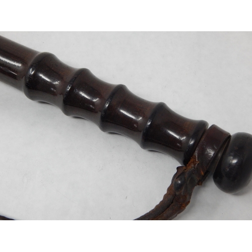 279 - Good Lignum Vitae Truncheon with Leather Strap: Measuring 38cm