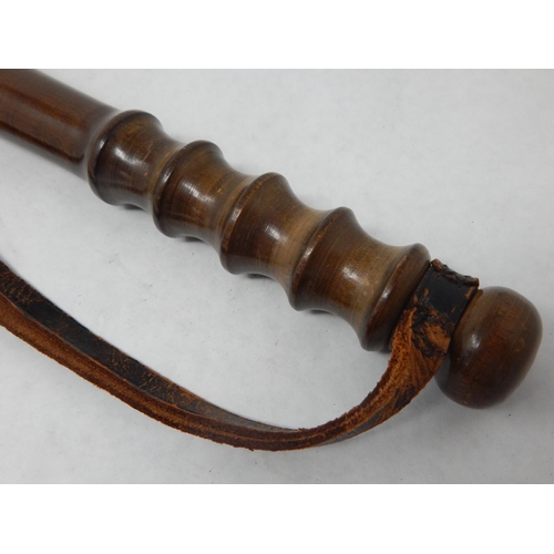 280 - Military Wooden Truncheon Measuring 38cm with Leather Strap.