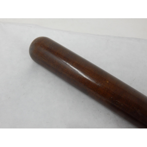 280 - Military Wooden Truncheon Measuring 38cm with Leather Strap.