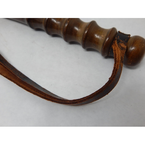 280 - Military Wooden Truncheon Measuring 38cm with Leather Strap.