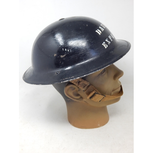 284 - WW2 British black painted helmet marked ‘PRESS’