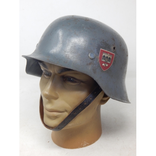 289 - WW2 German M42 Luftwaffe helmet rebadged to the Feldherrnhalle Division. Small repair to shell. Comp... 