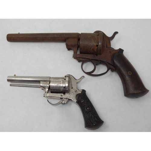 290 - 2 x pinfire revolvers of Continental manufacture from the 1870’s inc. Lefachaux and smaller model wi... 