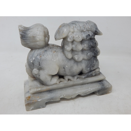 296 - Large Chinese Soapstone Figure of a Temple Dog: Measuring 17.5cm wide x 15cm high