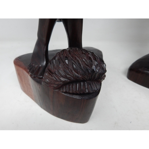 299 - Large Pair of Oriental Hardwood Female Figures: Height 54cm