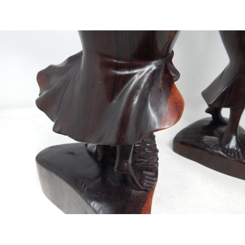 299 - Large Pair of Oriental Hardwood Female Figures: Height 54cm