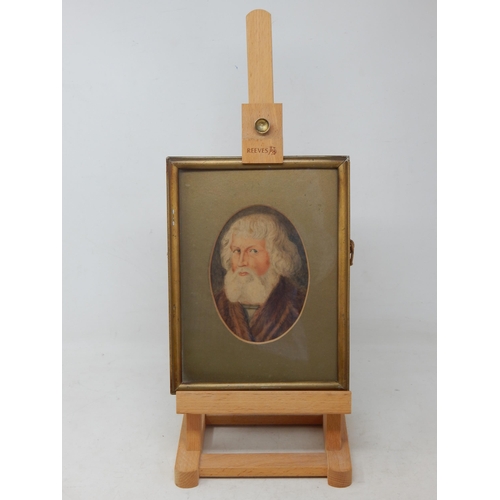 301 - S.E Wood (1909) Painting of a Russian Gentleman in Fur Coat together with a Reeves Table Easel: Imag... 