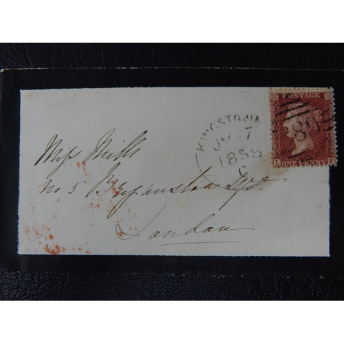 22 - Kingstown English Type Irish Spoon (RA 37) 1858 Mourning Envelope Kingstown to London with SG 40