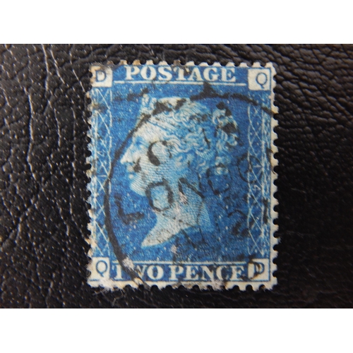 48 - GB QV 2d blue 1858-76, used, perf 14, plate 8