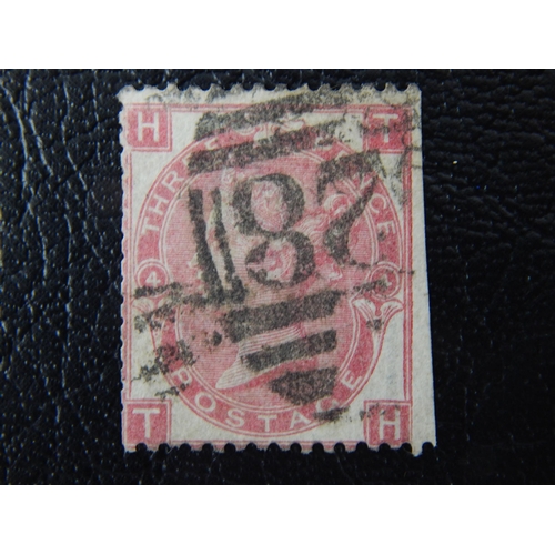 67 - GB QV 1867-80 3d rose, plate 4, trimmed wing marginal copy SG103, GU with part numeral cancel, blunt... 