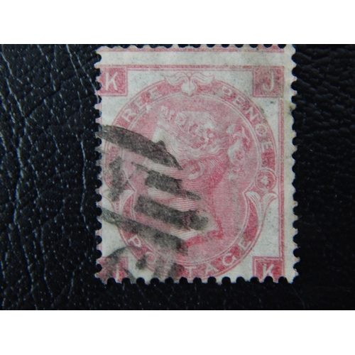 69 - GB QV 1865-67 3d rose, plate 4, wmk emblems, FU. Stamp is centred low to left, some blunt perfs (cat... 