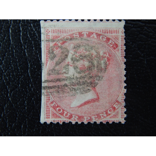 72 - GB QV 1855-57 4d rose, wmk large garter, trimmed wing margin, centre low, SG66a FU (cat £150)