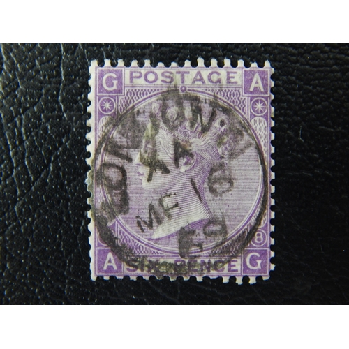 82 - GB QV 1867-80 6d (without hyphen) plate 8, wmk spray SG109, FU with somewhat blurred London N CDS (c... 