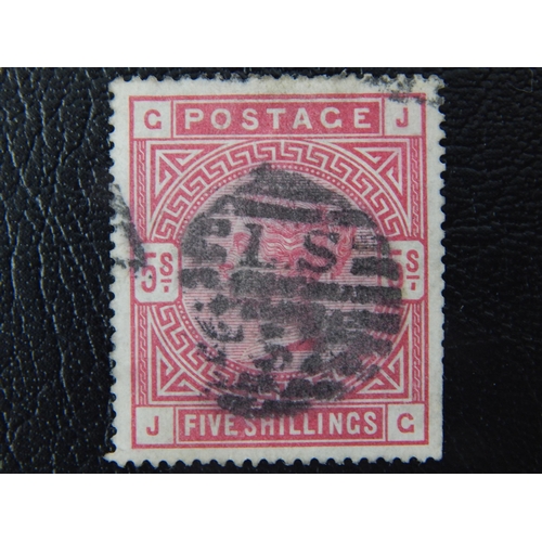 87 - GB QV 1883-84 5 Shilling rose SG180 good used, several blunt perfs bottom right hand side (cat £250)