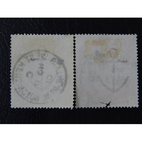 93 - GB QV 1883-84 2s6d lilac & 5s rose SG178 & 180 FU (2s6d with West Kensington cds & 5s with part Lond... 