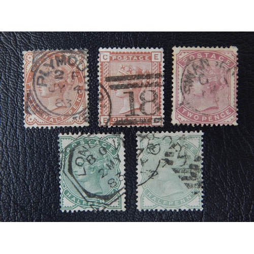 94 - GB QV 1880-1881 1/2d deep green to 2d pale rose, including 1/2d pale green SG164/168 FU (cat £240)