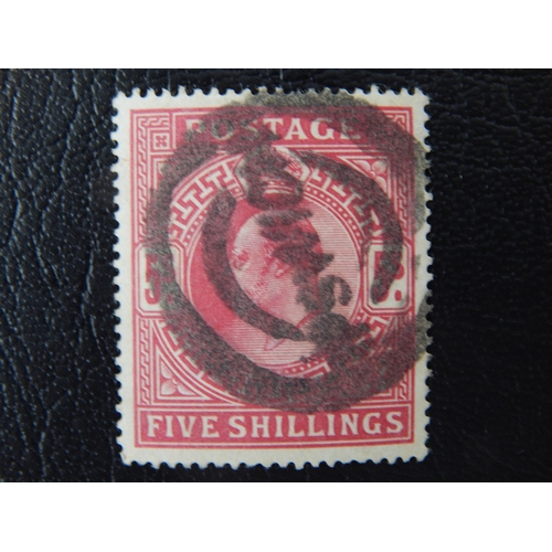 96 - GB KEVII 1902-10 5 Shilling deep bright carmine SG264 good used (cat£220)