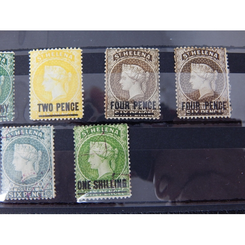 443 - St Helena 1884-94 Wmk. Crown CA P. 1/2 Green, 1/2 Emerald, 2d Yellow, 4d pale Brown, 4d Sepia, 1s Ye... 