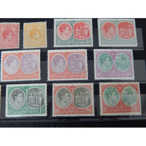 444 - St. Kitts-Nevis 1938-50 Wmk. Mult. Script CA SG 68a,69,70,71,71b,72a,73c,73gm,74d, 75,75b, 76, 77MH ... 