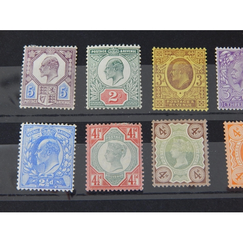 305 - Small group of UMM QV, KEVII and KGV stamps housed on stock card