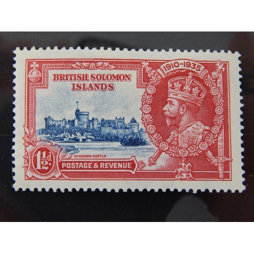 131 - British Solomon Islands 1 1/2 d deep blue and carmine SG 52. Var short extra flagstaff