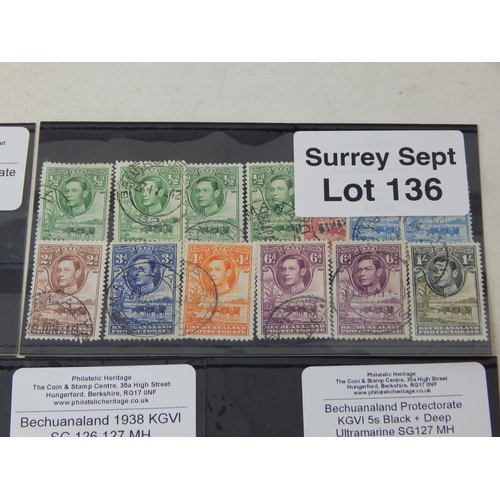 136 - Bechuanaland selection of stamps. Mostly mint hinged.