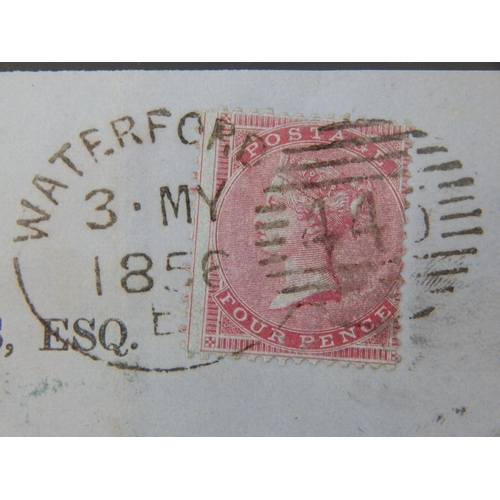 143 - Sg 63 4d Pale carmine. A very fine used example tied to a small piece with a Waterford Spoon