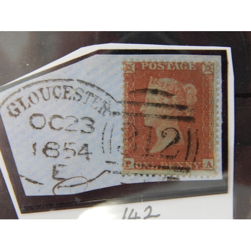 145 - A couple of beautifully presented spoon cancels. 1D sg 17 (PI.190 ‘PA’)
‘Gloucester’ Spoon cancel. F... 