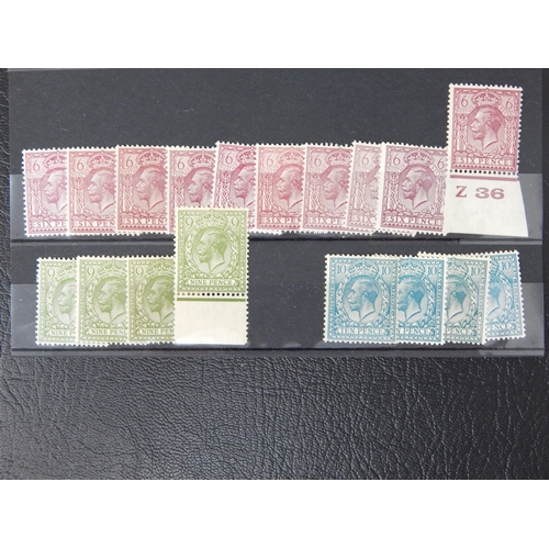 297 - 1924-26 6d reddish-purple & purple (x10 incl. Z36control copy). 9d olive-green (x 4
incl. Margin... 