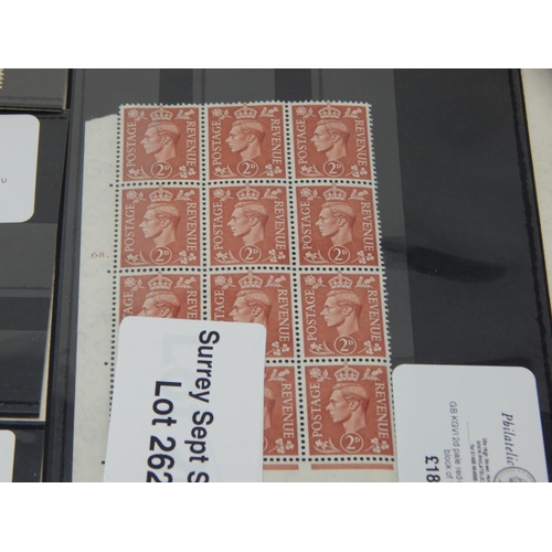 262 - Handful of KGVI stamps together with a 2d pale brown cylinder block of 12