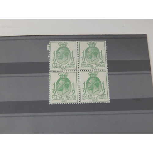 268 - Group of KGV stamps including a 1/2d Green block of 4 watermark inverted