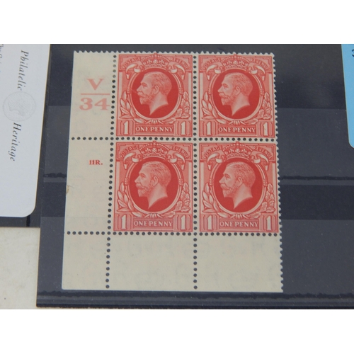 268 - Group of KGV stamps including a 1/2d Green block of 4 watermark inverted