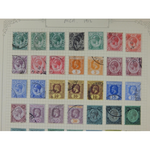 307 - Superb selection of Malaysia Strait Settlements stamps 1912 housed on vintage album page (cat £590)